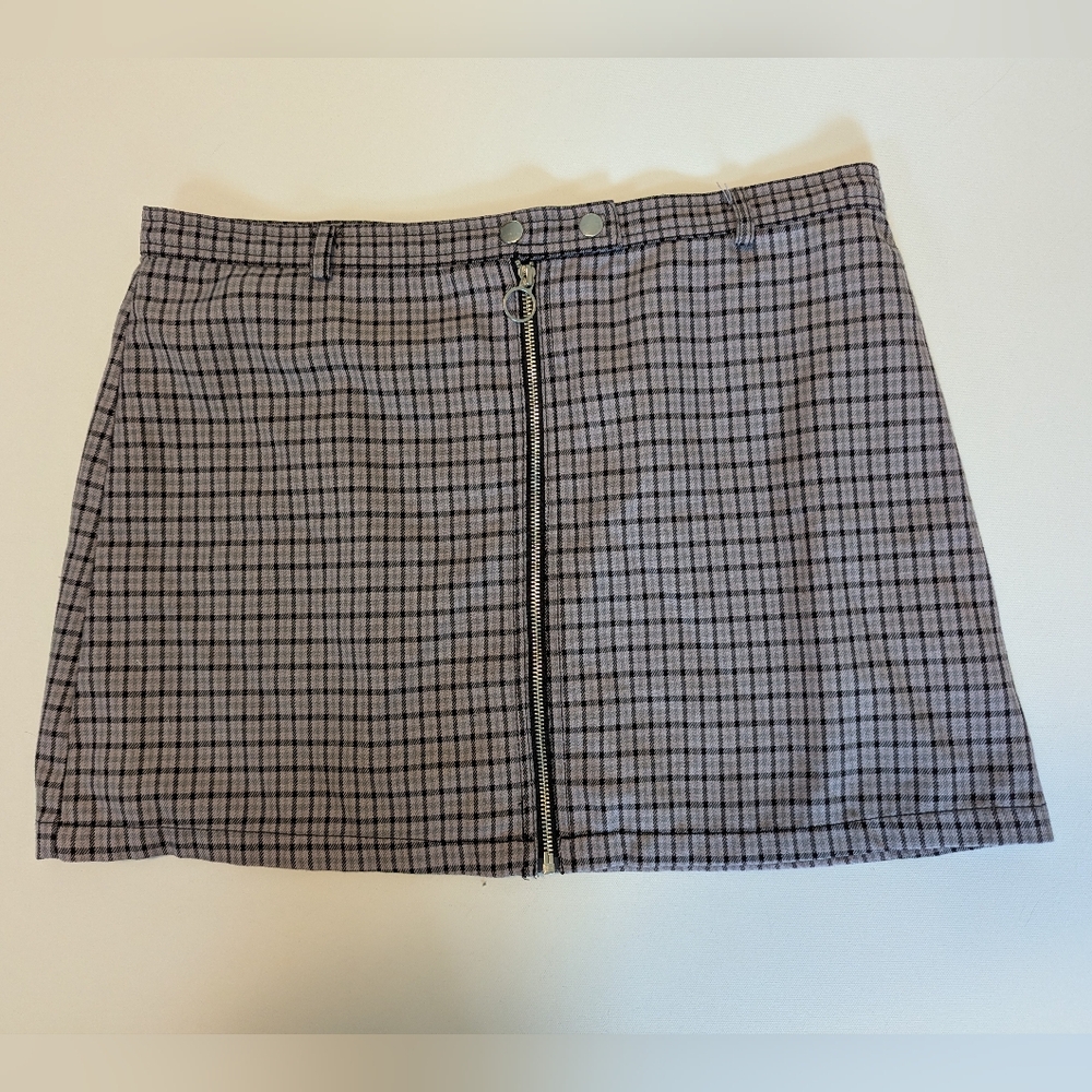 Wild Fable Gray Lavender Plaid Mini Skirt Academia College Work Chic Excel Used